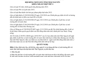 Nghị quyết 04/2017/NQ-HĐND phí bảo vệ môi trường nước thải khai thác khoáng sản Thái Nguyên