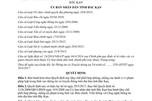Quyết định 12/2017/QĐ-UBND phối hợp phòng chống vi phạm thông tin truyền thông Bắc Kạn