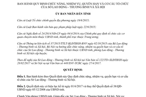 Quyết định 25/2017/QĐ-UBND nhiệm vụ quyền hạn cơ cấu Sở Lao động Thương binh Xã hội Hà Tĩnh