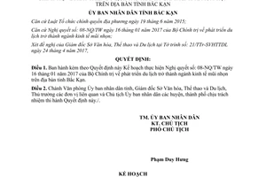 Quyết định 694/QĐ-UBND 2017 thực hiện Nghị quyết 08-NQ/TW phát triển du lịch mũi nhọn Bắc Kạn