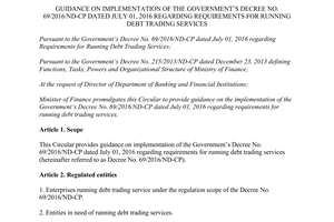 Circular 53/2017/TT-BTC guidance 69/2016/ND-CP regarding requirements for running debt trading