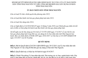 Quyết định 10/2017/QĐ-UBND công bố Bộ đơn giá xây dựng cơ bản Thái Nguyên