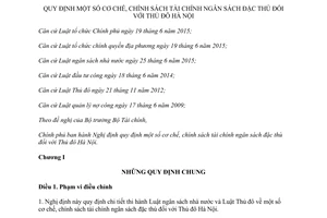Nghị định 63/2017/NĐ-CP cơ chế chính sách tài chính ngân sách đặc thù với Thủ đô Hà Nội
