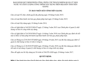 Quyết định 12/2017/QĐ-UBND phân công quản lý chất lượng công trình xây dựng Tiền Giang