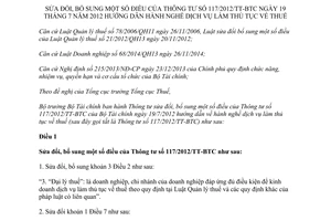 Thông tư 51/2017/TT-BTC sửa đổi Thông tư 117/2012/TT-BTC dịch vụ làm thủ tục về thuế