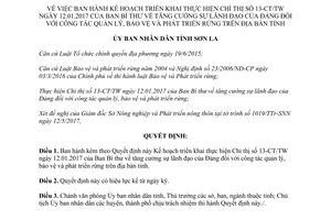 Quyết định 1284/QĐ-UBND 2017 Kế hoạch tăng cường sự lãnh đạo của Đảng quản lý rừng Sơn La