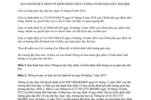 Thông tư 12/2017/TT-BGDĐT kiểm định chất lượng cơ sở giáo dục đại học