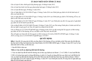 Quyết định 13/2017/QĐ-UBND sửa đổi 62/2015/QĐ-UBND bồi thường tái định cư thu hồi đất Cà Mau