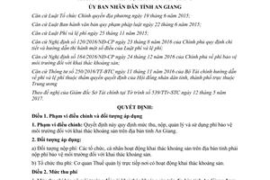 Quyết định 22/2017/QĐ-UBND mức thu phí bảo vệ môi trường đối với khai thác khoáng sản An Giang