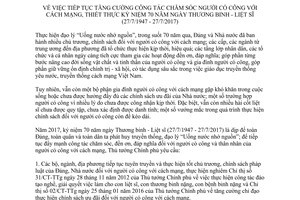 Chỉ thị 21/CT-TTg 2017 tăng cường công tác chăm sóc người có công với cách mạng