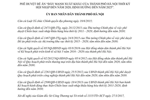 Quyết định 2913/QĐ-UBND 2017 Đề án Đẩy mạnh xuất khẩu Hà Nội đến 2020 định hướng 2025