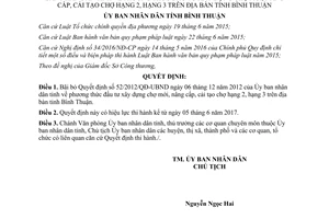Quyết định 17/2017/QĐ-UBND bãi bỏ Quyết định 52/2012/QĐ-UBND đầu tư xây dựng chợ Bình Thuận