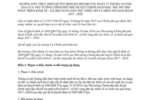 Thông tư 02/2017/TT-UBDT hướng dẫn Quyết định 2085/QĐ-TTg hỗ trợ kinh tế xã hội vùng dân tộc