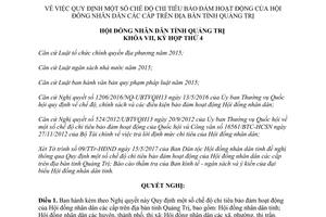 Nghị quyết 02/2017/NQ-HĐND Quy định chi tiêu bảo đảm hoạt động Hội đồng nhân dân Quảng Trị