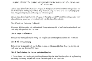 Thông tư 16/2017/TT-BGTVT tuyến đường vận chuyển quá cảnh hàng hóa qua lãnh thổ Việt Nam