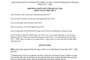 Nghị quyết 04/2017/NQ-HĐND kiện toàn mạng lưới khuyến nông thú y cơ sở Quảng Trị