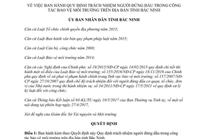 Quyết định 11/2017/QĐ-UBND Quy định trách nhiệm người đứng đầu bảo vệ môi trường Bắc Ninh
