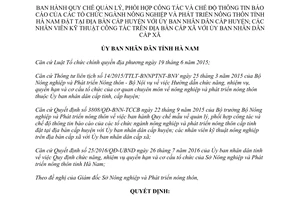 Quyết định 15/2017/QĐ-UBND quản lý phối hợp thông tin báo cáo tổ chức ngành nông nghiệp Hà Nam