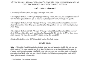 Quyết định 701/QĐ-TTg 2017 thành lập Ban Chỉ đạo khắc phục bom mìn chất độc hóa học chiến tranh