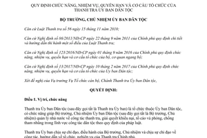 Quyết định 263/QĐ-UBDT 2017 chức năng nhiệm vụ quyền hạn cơ cấu tổ chức Thanh tra