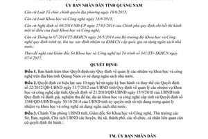 Quyết định 12/2017/QĐ-UBND Quy định về quản lý nhiệm vụ khoa học và công nghệ Quảng Nam