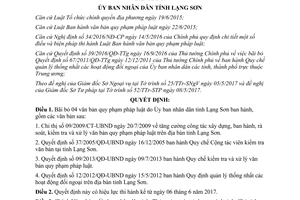 Quyết định 17/2017/QĐ-UBND bãi bỏ văn bản quy phạm pháp luật Ủy ban tỉnh Lạng Sơn