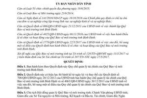 Quyết định 1811/QĐ-UBND 2017 Quy chế quản lý tài chính của Quỹ Bảo vệ môi trường Bình Định