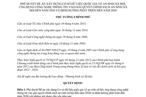 Quyết định 708/QĐ-TTg 2017 Đề án xây dựng cơ sở dữ liệu quốc gia ứng dụng về an sinh xã hội