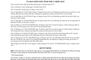 Quyết định 38/2017/QĐ-UBND thu nộp quản lý phí thẩm định tác động môi trường Huế