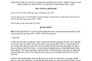 Quyết định 707/QĐ-TTg 2017 Cơ cấu lại doanh nghiệp nhà nước trọng tâm là tập đoàn kinh tế