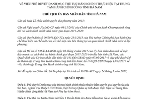 Quyết định 758/QĐ-UBND 2017 thực hiện thủ tục hành chính Trung tâm Hành chính công Hà Nam