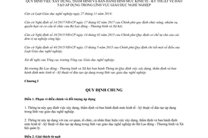 Thông tư 14/2017/TT-BLĐTBXH xây dựng thẩm định ban hành định mức kinh tế kỹ thuật đào tạo nghề