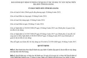 Quyết định 09/2017/QĐ-UBND Quy định phân cấp quản lý dự án đầu tư xây dựng Hà Giang