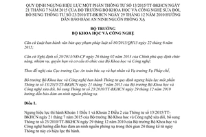 Thông tư 05/2017/TT-BKHCN ngưng hiệu lực một phần Thông tư 13/2015/TT-BKHCN phóng xạ