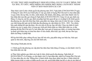 Chỉ thị 23/CT-TTg 2017 số lượng cơ cấu quy trình thủ tục đối với thành viên Ủy ban nhân dân các cấp