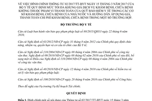 Quyết định 2126/QĐ-BYT 2017 đính chính 02/2017/TT-BYT khung giá dịch vụ khám chữa bệnh