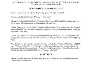 Quyết định 34/2017/QĐ-UBND mức chế độ thu nộp quản lý sử dụng phí thư viện Quảng Ngãi