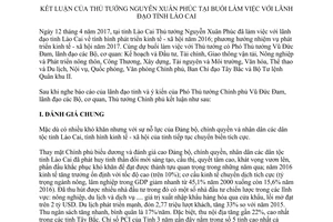 Thông báo 241/TB-VPCP 2017 kết luận Thủ tướng Nguyễn Xuân Phúc làm việc lãnh đạo Lào Cai