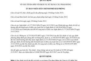 Quyết định 1298/2017/QĐ-UBND giá tối đa đối với dịch vụ sử dụng Cầu phao Đăng Hải Phòng