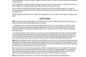 Quyết định 1617/QĐ-UBND 2017 công bố thủ tục hành chính áp dụng tại các xã An Giang