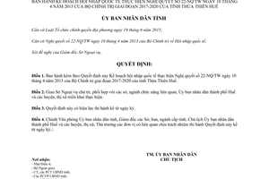 Quyết định 1152/QĐ-UBND 2017 kế hoạch hội nhập quốc tế Nghị quyết 22-NQ/TW Huế