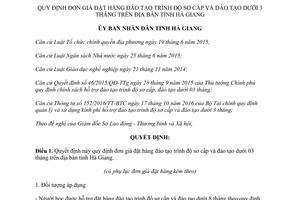 Quyết định 10/2017/QĐ-UBND quy định đơn giá đặt hàng đào tạo trình độ sơ cấp Hà Giang