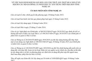 Quyết định 45/2017/QĐ-UBND khung giá bán mua nhà ở xã hội hộ gia đình cá nhân đầu tư Nghệ An