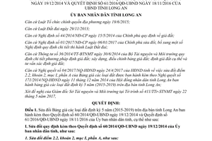 Quyết định 26/2017/QĐ-UBND sửa đổi 60/2014/QĐ-UBND 61/2016/QĐ-UBND giá đất Long An