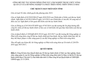 Quyết định 965/QĐ-UBND 2017 công bố thủ tục hành chính lĩnh vực lâm nghiệp Cà Mau