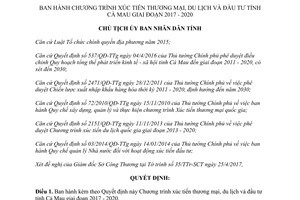 Quyết định 968/QĐ-UBND 2017 Chương trình xúc tiến thương mại du lịch đầu tư Cà Mau