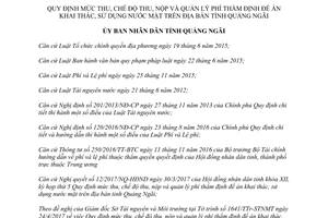 Quyết định 21/2017/QĐ-UBND 2017 phí thẩm định đề án sử dụng nước mặt Quảng Ngãi