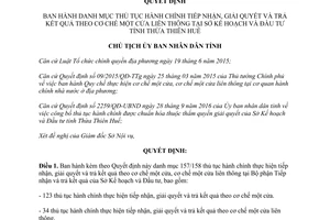 Quyết định 875/QĐ-UBND 2017 danh mục thủ tục theo một cửa liên thông tại Sở Kế hoạch Đầu tư Huế