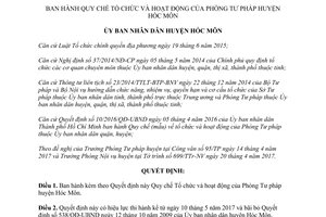 Quyết định 03/2017/QĐ-UBND quy chế tổ chức hoạt động của Phòng Tư pháp Hóc Môn Hồ Chí Minh
