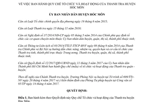 Quyết định 02/2017/QĐ-UBND quy chế tổ chức hoạt động của Thanh tra huyện Hóc Môn Hồ Chí Minh